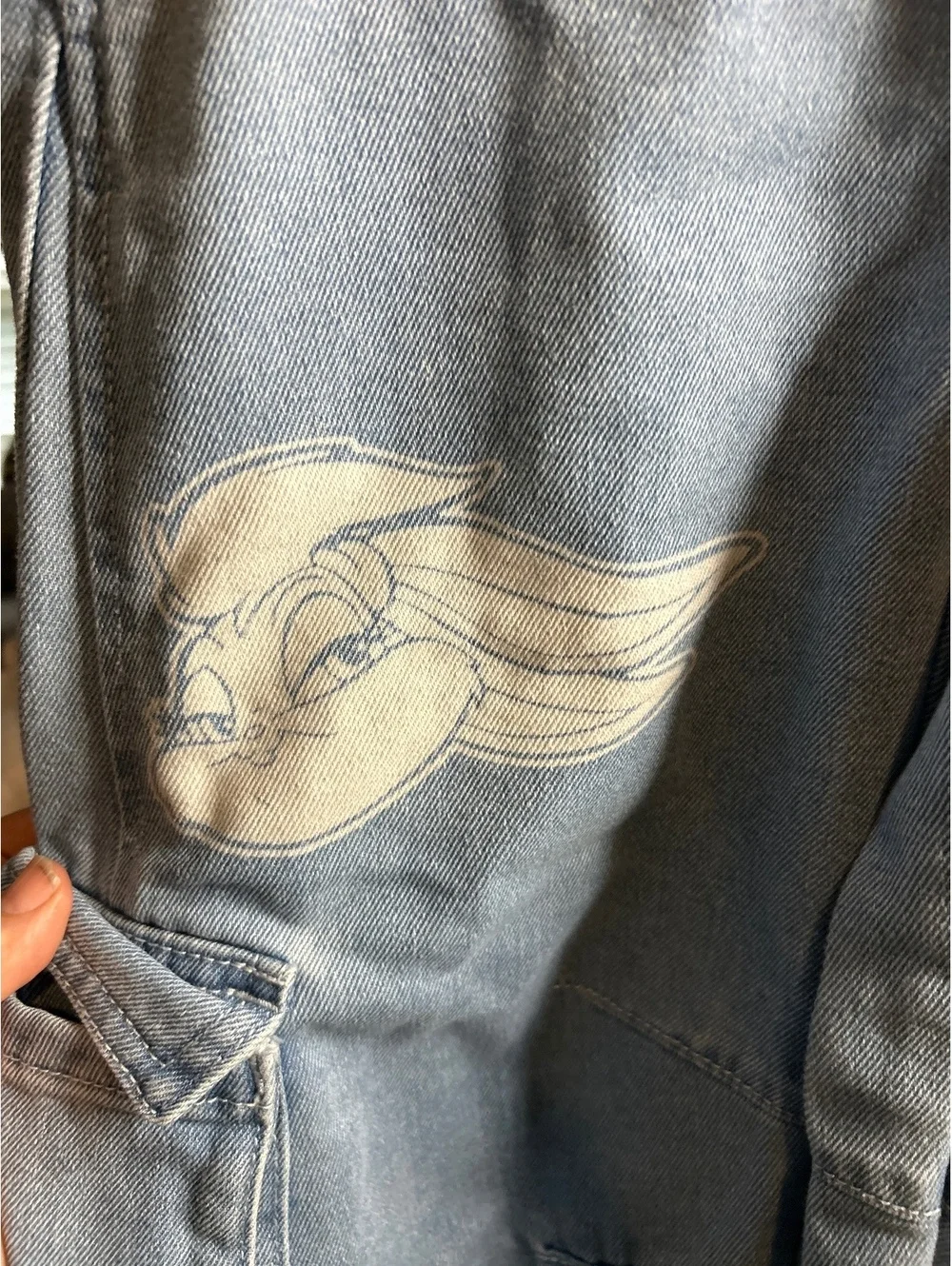 Justice Light Wash Denim Cargo Pants with Cartoon Prints